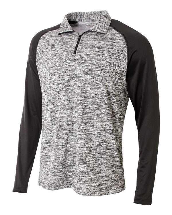 A4 1/4 Zip Long Sleeve Space Dye with Contrast